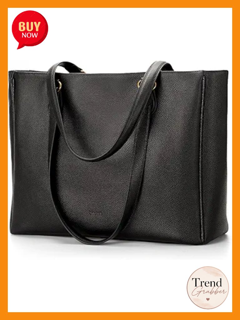 Genuine Leather Tote Bag With 15.6" Laptop Compartment & Multiple Pockets